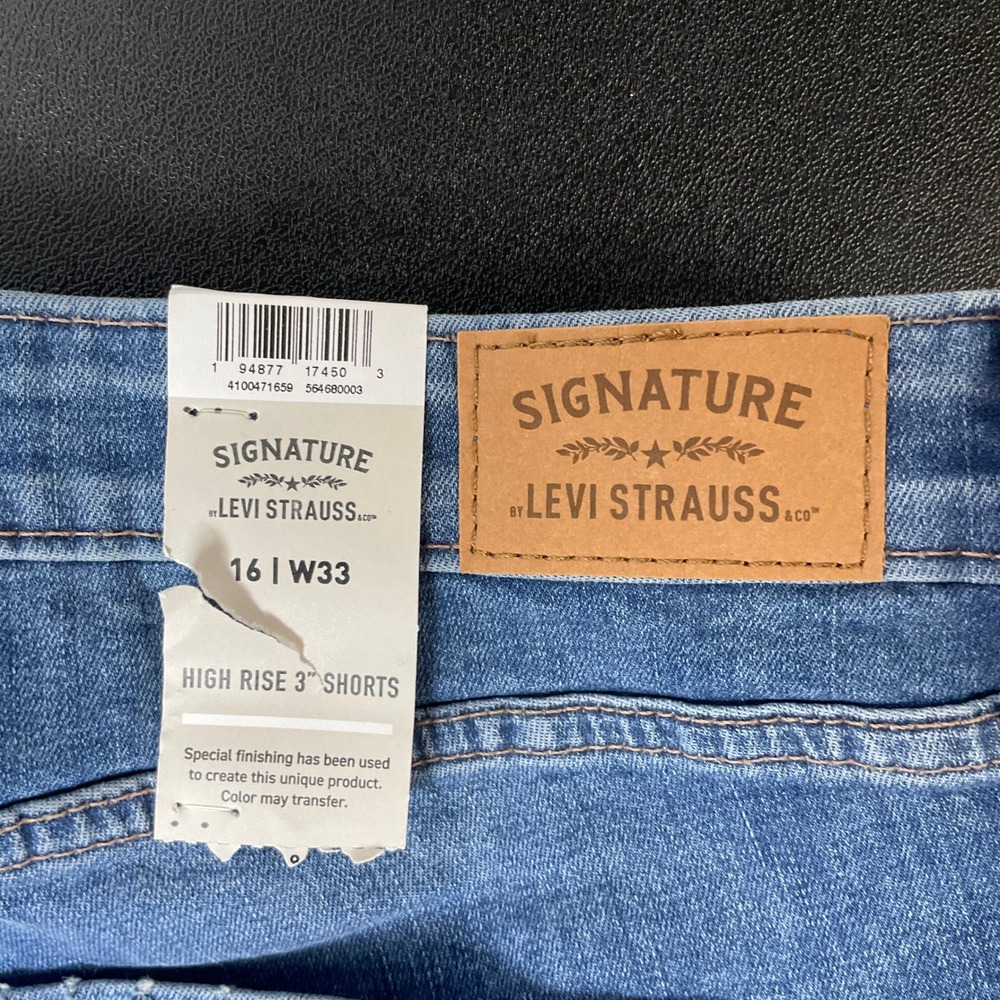 Signature Levi Strauss High Rise Shorts Womens 16 Blue Cotton Simply Stretch NEW - Picture 7 of 12
